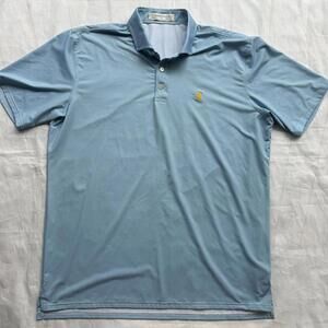 Holderness and Bourne Polo Golf Shirt Blue Logo Microfiber Brethable XL X Large